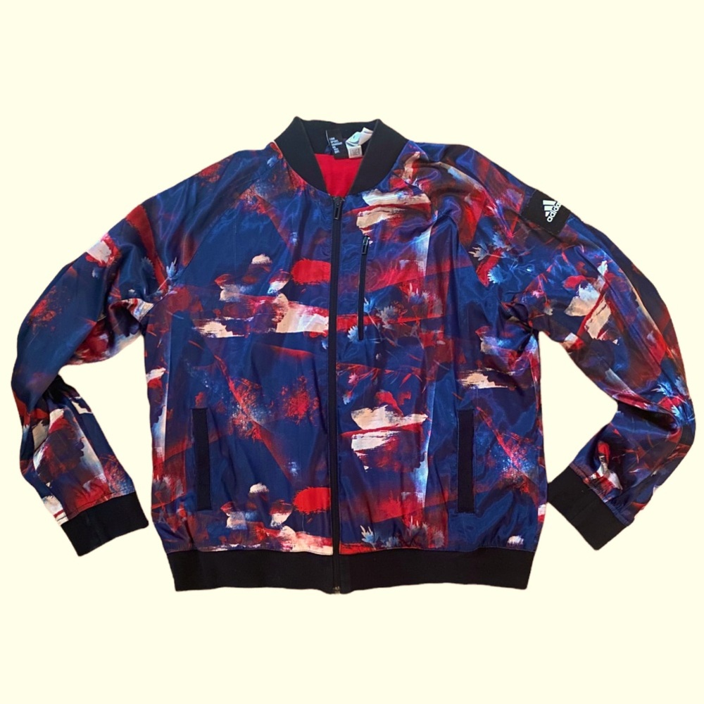 ADIDAS multi-color satin jacket SZ Large